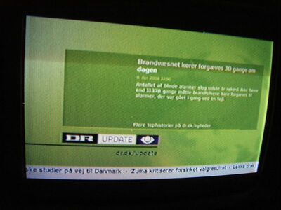 2008_04_09_HWI1_005.JPG
Neu in allen dänischen DIGI-TV-Bouquets: "DR Update", ein Nachrichtenkanal, welcher nachts Meldungen einblendet, ein Laufband zeigt dazu alle wichtigen Schlagzeilen an
Schlüsselwörter: TV Tropo Überreichweite DVB-T Dänemark Danmark DIGI DR Update
