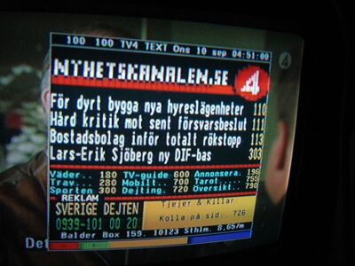 2008_09_10_HWI1_029.JPG
TV4 Öresund (VT), DTT Nät 2 Skåne, SFN Skåne Län, K43
Schlüsselwörter: TV Tropo Überreichweite DVB-T Schweden Skåne Nät 2 TV4 Plus Videotext Teletext