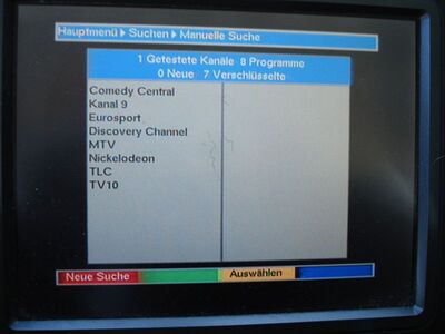 2015_09_28_HWI1_009.JPG
DTT Nät 4 (Schweden), SFN Skåne Län, K25. 
.... Der Digipal 1 erkennt dagegen nur 8 Programme beim Suchlauf.
Schlüsselwörter: TV DX Tropo Überreichweite DVB-T DTT digital UHF Schweden Sverige TV4 Nät4 Skåne K25 Suchlauf Digipal1