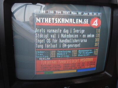 2008_06_02_PCH1_011.JPG
TV 4 Sport, DTT Nät 5, Hörby, K61. Das Px selbst ist verschlüsselt, der VT aber frei lesbar.
Schlüsselwörter: TV Tropo Überreichweite DVB-T Schweden Sverige TV4 Sport