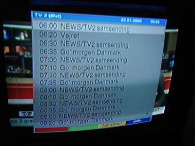 2009_01_22_PCH1_004.JPG
TV2, DIGI TV Sydsjælland, SFN Sydsjælland, K66 mit Einblendung des SFI
Schlüsselwörter: TV Tropo Überreichweite DVB-T TV2 Dänemark Danmark SFI EPG