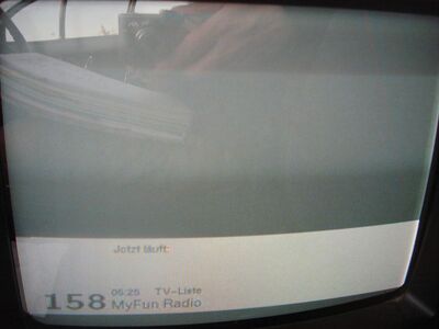 2009_07_06_PCH1_004.JPG
MyFun Radio, MABB Bouquet 3, SFN Berlin, K59. MyFun ist ein reines Hörfunk-Px, aufgrund seines "Vorgängers" wird es auch als TV-ID ausgestrahlt, es gibt aber nur Schwarzbild
Schlüsselwörter: TV DVB-T Berlin MABB Program,mtausch 90elf MyFun Schwarzbild