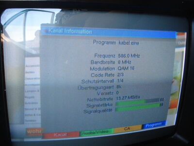 2012_05_22_PCH1_004.JPG
Kabel 1 (Sendeparameter), P7S1 HH/SH, Kiel (Amselsteig), K35
Schlüsselwörter: TV Tropo Überreichweite digital DTT DVB-T Pro7 Sat1 Kiel K35