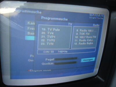 2012_08_03_PCH1_002.JPG
Auch bei diesem neuen Suchlauf wurden aus 12 TV-Programmen wieder 23, da die meisten Programme gleich doppelt bis dreifach in verschiedenen Auflösungen gesendet werden
Schlüsselwörter: TV Tropo Überreichweite digital DVB-T DTT Mobilna Mux-4 Szczecin Inhalt content ID