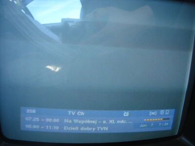 2013_06_07_PCH1_007.JPG
... lediglich der EPG verriet die Programme (hier TVN).
Schlüsselwörter: TV DX Tropo Überreichweite DVB-T DTT digital Polen Polska Emitel Mux-2 Gdansk Lebork