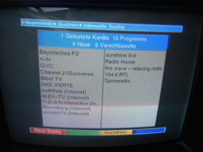 2013_08_08_PCH1_001.JPG
MABB Mux 3, SFN Berlin, K39. Vermutlich das DVB-T-Bouquet mit den meisten Programmkennungen in DE. Fünf davon sind lediglich HbbTV-Dienste
Schlüsselwörter: TV DX Tropo Überreichweite DVB-T DTT digital terrestrisch MABB Mux3 Berlin UHF K39
