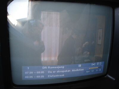 2014_04_12_PCH1_005.JPG
DR Ramasjang, DIGI TV 2, SFN Nakskov/Vordingborg, K34. Endlich mal wieder "echtes" DX mit Bild und Ton aus Dänemark :)
Schlüsselwörter: TV DX Tropo Überreichweite DVB-T DTT Dänemark Danmark DIGI2 K34 DR Ramasjang