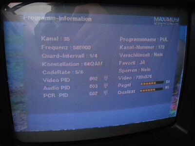 2015_02_12_PCH1_004.JPG
Puls 2, TP Emitel Mux-2, SFN Gdansk/Gdynia/Lebork, K35
Schlüsselwörter: TV DX Tropo Überreichweite DVB-T DTT digital UHF Polen Polska Puls2 Emitel-Mux2 Gdansk Lebork K35 Parameter