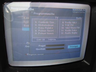 2015_04_25_PCH1_003.JPG
Mobilna TV Mux-4, SFN Szczecin/Swinouscie/Gorzow, K55(v) (Suchlauf). In diesem Boquet senden sämtliche Px. verschlüsselt
Schlüsselwörter: TV DX Tropo Überreichweite DVB-T DTT digital UHF Polen Polska Mobilna Mux-4 verschlüsselt encrypted Szczecin Gorzow K55