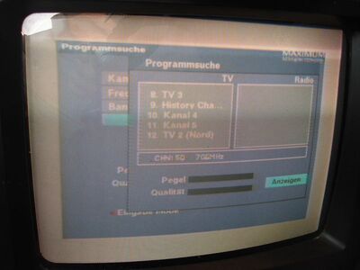 2015_07_11_PCH1_009.JPG
DIGI TV 1 Nord, SFN Nordjylland, K29 - er kommt immer noch an...
Schlüsselwörter: TV DX Tropo Überreichweite DVB-T DTT digital UHF Dänemark Danmark DIGI TV1 Nordjylland K29 Suchlauf