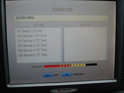 2016_04_15_PCH1_005.JPG
DVB-T2-Pilotprojekt Berlin, SFN Berlin, K42. Die Programmliste ist unverändert, aber arte HD wird nicht mehr ausgestrahlt, stattdessen läuft auf "Service 3" dasselbe Promo-Video wie auf "Service 8".
Schlüsselwörter: TV DX Tropo Überreichweite DVB-T DTT digital UHF DVB-T2 HEVC Berlin K42 Telesystem 6800 TS6800 arte Promovideo
