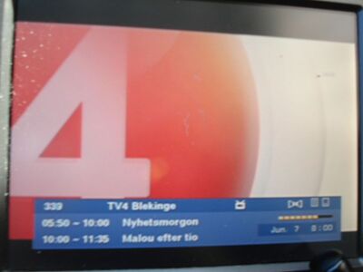 2016_06_07_PCH1_015.JPG
TV 4 Blekinge, DTT Nät 2, SFN Blekinge Län, K24
Schlüsselwörter: TV DX Tropo Überreichweite DVB-T DTT digital UHF Schweden Sverige TV4 DTT Nät2 Blekinge Län K24
