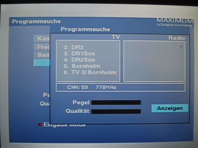 2016_06_07_PCH1_025.JPG
Und es gibt noch mehr von der dänischen Insel: DIGI TV 1 Bornholm, K59
Schlüsselwörter: TV DX Tropo Überreichweite DVB-T DTT digital UHF Dänemark Danmark DIGI1 Bornholm K59 Suchlauf