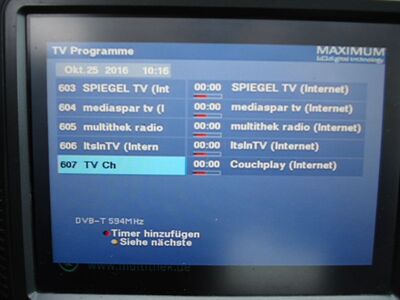 2016_10_25_PCH1_008.JPG
Der Maximum erkannte den neuen Eintrag, der Digipal 1 aber nicht
Schlüsselwörter: TV DX Tropo Überreichweite DVB-T DTT digital UHF MAHSH Hamburg gemischtes Boquet K36 HbbTV Multithek neuer Eintrag