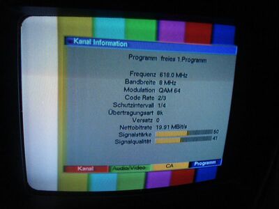 2009_11_13_PCH2_004.JPG
MABB Mux 4 (seit 3.11.2009 on air), SFN Berlin, K39
Schlüsselwörter: TV DVB-T Berlin MABB Mux 4 Neuaufschaltung new transmission Sendeparameter Parameter