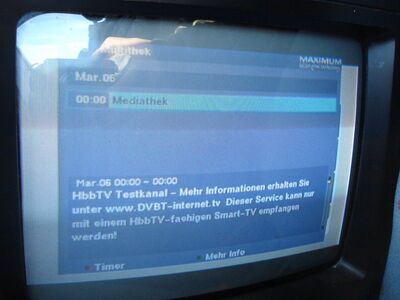 2013_03_06_PCH2_009.JPG
MABB Mux 3, SFN Berlin K39: Selbiges bei "Multithek": Der EPG klärt auch hier die Zuschauer auf - bei mir ebenfalls nur mit dem Maximum T-1300
Schlüsselwörter: TV DX DVB-T DTT digital Berlin MABB Mux3 HbbTV Multithek K39 Maximum T-1300 EPG