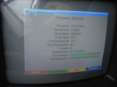 2013_10_08_PCH2_003.JPG
MDR 1, SFN Dresden/Löbau, K39v
Leider reichte der Empfang lediglich zum Einlesen der Kennungen (QRM durch BMABB Mux 3, Berlin)
Schlüsselwörter: TV DX Tropo Überreichweite DVB-T DTT MDR ARD Löbau Dresden K39